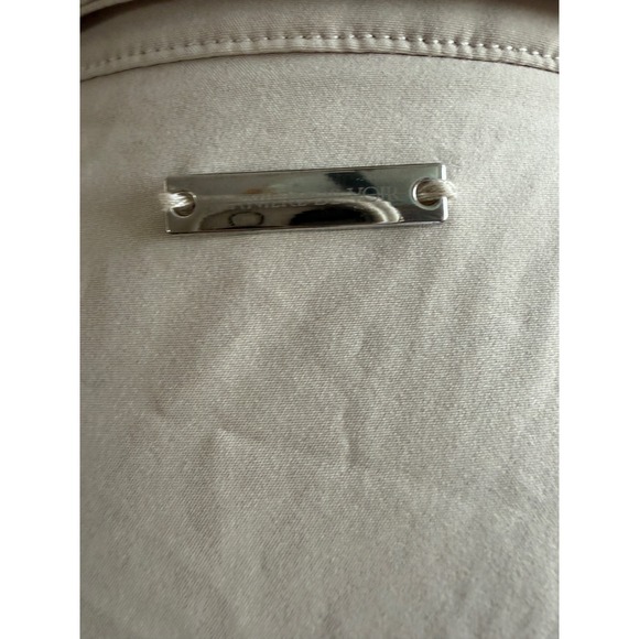 MANIERE DE VOIR Beige Shirt Dress Long Sleeve Button Front Chain Detail Size 10 - Picture 4 of 10